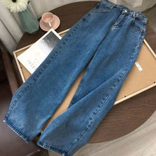 Load image into Gallery viewer, Women Jeans Trousers Lace Pleated Womens Clothes Casual Loose 2XL BF High Waist Fashion Korean Style New Vintage Female Wide Leg