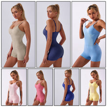 Load image into Gallery viewer, Women Jumpsuit Spaghetti Straps Vest Shorts Compression Breathable Elastic Bodysuits Workout Fitness Sportswear Bodycon Rompers