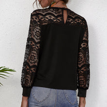 Load image into Gallery viewer, Women Lace T-Shirts Sexy Hollow Out Slim Shirts O-Neck Long Sleeve Button Fashion Mujer Tops Autumn Spring 2021
