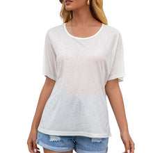 Load image into Gallery viewer, Women Lace T-shirt Loose Sexy Hollow Out Shirt O-Neck Short Sleeve Fashion Shirt Tops  Tee Shirt Femme 2021 Summer Daily Wear