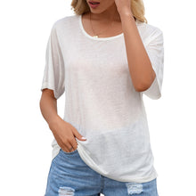 Load image into Gallery viewer, Women Lace T-shirt Loose Sexy Hollow Out Shirt O-Neck Short Sleeve Fashion Shirt Tops  Tee Shirt Femme 2021 Summer Daily Wear