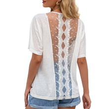 Load image into Gallery viewer, Women Lace T-shirt Loose Sexy Hollow Out Shirt O-Neck Short Sleeve Fashion Shirt Tops  Tee Shirt Femme 2021 Summer Daily Wear
