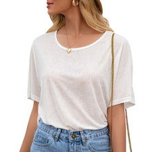 Load image into Gallery viewer, Women Lace T-shirt Loose Sexy Hollow Out Shirt O-Neck Short Sleeve Fashion Shirt Tops  Tee Shirt Femme 2021 Summer Daily Wear