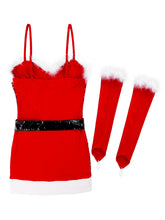 Load image into Gallery viewer, Women Ladies 2020 Sexy Christmas Costumes Santa Dress Shiny Sequines Bodycon Red Dress for Xmas Party New Year Roleplay Clothes