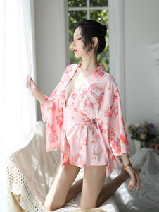 Women Lady Sexy Dress Tunic Yukata Japanese Style Cherry Blossom Kimono Uniform Temptation