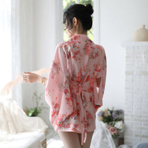 Women Lady Sexy Dress Tunic Yukata Japanese Style Cherry Blossom Kimono Uniform Temptation