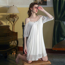 Load image into Gallery viewer, Women Leisure Pamajas Sets Silk Backless Lace Camisolas Long Robe Night Dress Sleepwear Bathrobe Lingerie Summer Nightwear 2022