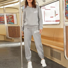 Load image into Gallery viewer, Women Letter Print Two Piece Sets Loose Full Sleeve Hooded Sweatshirts And Jogging Long Sweatpant Suits Casual Tracksuits