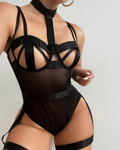 Load image into Gallery viewer, Women Lingerie Babydoll 2022 New Sexy Bodysuit Hollow Out Deep V Neck Halter Black Exotic Conjoined  Underwear One Piece