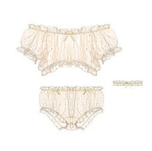 Women Lingerie Set Sheer Stars Ultra-thin Gauze Ruffles Off Shoulder Sleeve Tops Shorts Leg Ring Underwear Set Sexy Pajamas