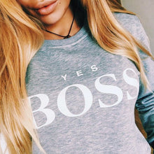 Load image into Gallery viewer, Women Long Sleeve O Neck Hoodie Boss Letter Print Sweatshirt Autumn Pullovers Sweatshirts