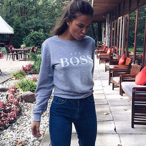 Women Long Sleeve O Neck Hoodie Boss Letter Print Sweatshirt Autumn Pullovers Sweatshirts