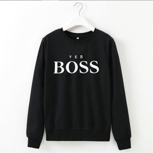 Women Long Sleeve O Neck Hoodie Boss Letter Print Sweatshirt Autumn Pullovers Sweatshirts