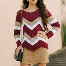 Load image into Gallery viewer, Women Loose Street Lady Pullovers Tracksuit Autumn Winter New Vintage Sweater Splice Tops Ladies Casual KnitWear Jumper Pullover