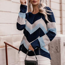 Load image into Gallery viewer, Women Loose Street Lady Pullovers Tracksuit Autumn Winter New Vintage Sweater Splice Tops Ladies Casual KnitWear Jumper Pullover