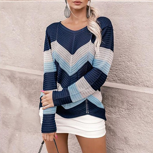 Women Loose Street Lady Pullovers Tracksuit Autumn Winter New Vintage Sweater Splice Tops Ladies Casual KnitWear Jumper Pullover