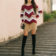 Load image into Gallery viewer, Women Loose Street Lady Pullovers Tracksuit Autumn Winter New Vintage Sweater Splice Tops Ladies Casual KnitWear Jumper Pullover