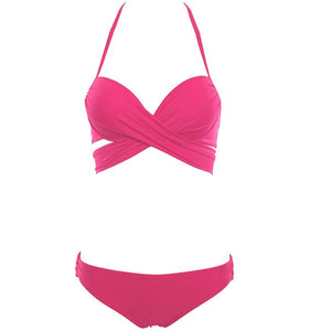Women Low Waisted Bikinis Push Up Swimwear Bandage Biquinis Women Two Pieces Swimsuit Sexy Straps Bathing Suit
