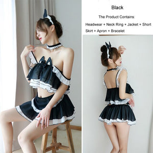 Women Maid Outfit Maid Cosplay Costume Lolita Dress Kawaii Anime Dresses Lace Cafe Uniform Passion Temptation Sexy Lingerie Suit