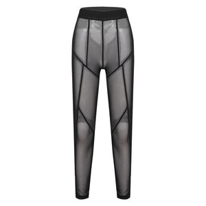 Women Mesh See Through Pants Women Hot Sexy High Waist Sheer Leggings Body-shaping Skinny Long Trousers Casual Sweatpants