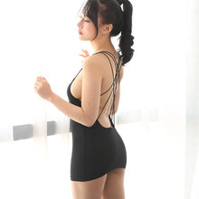 Load image into Gallery viewer, Women Micro Mini Dress Ice Silk Sheer Tight Pencil Sexy Dress Bodycon Backless See Through Porn Temptation Stripe Bandage Dress