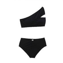 Load image into Gallery viewer, Women Mid Waist Bikini Set Bandeau Swimwear Biquinis Women Two Pieces Swimsuit Sexy Bathing Suit 2022 new