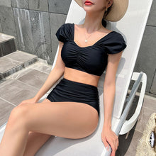 Load image into Gallery viewer, Women Mid Waist Bikini Set Tummy Control Biquini Padded Two Pieces Swimsuit Sexy Bathing Suit Korea Style