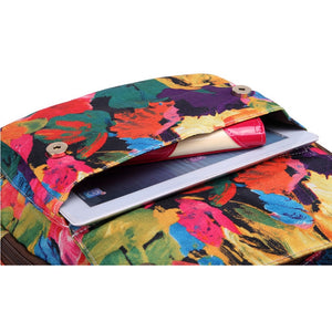 Women Multifunctional Genuine Leather Backpack Travel Casual Canvas Backpack Floral Rucksack Large School Bag For Teen Mochila