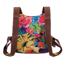 Load image into Gallery viewer, Women Multifunctional Genuine Leather Backpack Travel Casual Canvas Backpack Floral Rucksack Large School Bag For Teen Mochila