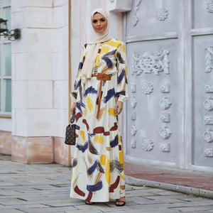 Women Muslim Long  Dress  Plus Size  Printed  Summer Refreshing  Long Skirt Abaya Robe Dubai  Kaftan  Abayas Turkish Dresses