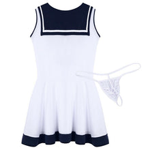 Load image into Gallery viewer, Women Naughty School Girls Mini Dress Sexy Lingerie Cosplay Student White Blue Sailor Uniform Role Play Costume