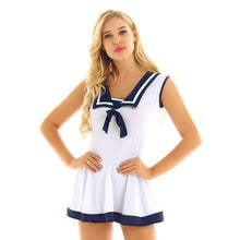 Load image into Gallery viewer, Women Naughty School Girls Mini Dress Sexy Lingerie Cosplay Student White Blue Sailor Uniform Role Play Costume