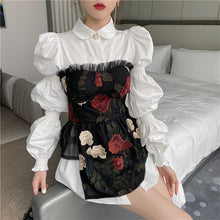 Load image into Gallery viewer, Women OL Shirt 2021 Spring New White Peter Pan Collar Puff Long Sleeve Shirt Single Breasted Elegant Slim Blouse L-4XL