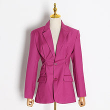 Load image into Gallery viewer, Women Office Wear Suit Blazer 2021 Solid Casual Single Breasted Coat Jacket Long Sleeve Notched Collar Pockets Rose Red Blazers