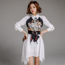 Load image into Gallery viewer, Women One-Piece Korean Style Temperament Turn-down Collar Long Sleeve Print Single-Breasted Shirt Dress Lace-Up 2021 Spring New