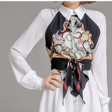 Load image into Gallery viewer, Women One-Piece Korean Style Temperament Turn-down Collar Long Sleeve Print Single-Breasted Shirt Dress Lace-Up 2021 Spring New