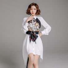 Load image into Gallery viewer, Women One-Piece Korean Style Temperament Turn-down Collar Long Sleeve Print Single-Breasted Shirt Dress Lace-Up 2021 Spring New