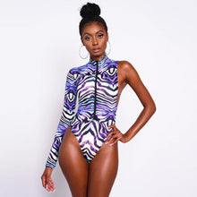 Load image into Gallery viewer, Women One Piece Swimsuit Long Sleeves Swimwear 2021 New Bodysuit Monokini Print Bathing Suits Summer Beach Wear Swimming Suit XL
