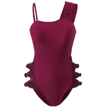 Load image into Gallery viewer, Women One Piece Swimwear Padded Bathing Suit Solid Single Shouder Monokini Bandage Swim Suit Korea Style Open Back Beachwear