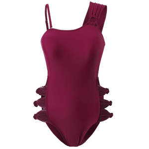 Women One Piece Swimwear Padded Bathing Suit Solid Single Shouder Monokini Bandage Swim Suit Korea Style Open Back Beachwear