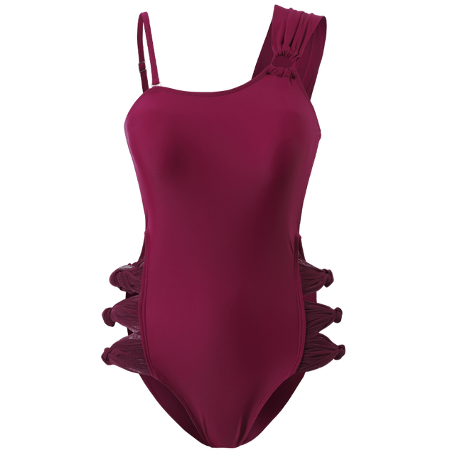 Women One Piece Swimwear Padded Bathing Suit Solid Single Shouder Monokini Bandage Swim Suit Korea Style Open Back Beachwear
