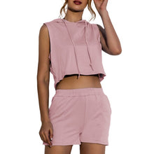 Load image into Gallery viewer, Women Outfits 2 Piece Set Summer Suits Sleeveless Hooded Tank-Top Loose Shorts with Pockets Workout Set Casual Femme Streetwear