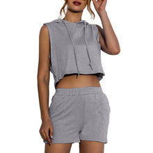 Load image into Gallery viewer, Women Outfits 2 Piece Set Summer Suits Sleeveless Hooded Tank-Top Loose Shorts with Pockets Workout Set Casual Femme Streetwear