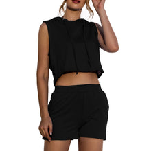 Load image into Gallery viewer, Women Outfits 2 Piece Set Summer Suits Sleeveless Hooded Tank-Top Loose Shorts with Pockets Workout Set Casual Femme Streetwear