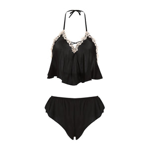 Women Pajamas Sleepwear Sleeveless Strap Silk Satin Nightwear Lace Homewear Cami Top Femme Sexy Pjs Lingerie Pyjamas Feminino
