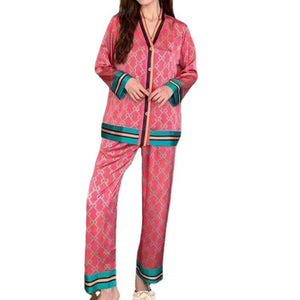 Women Pajamas for Women Silk Sleepwear Set Sleep Tops Two Piece Set Summer Satin Nightwear Letter Homewear Sexy Pjs Lingerie