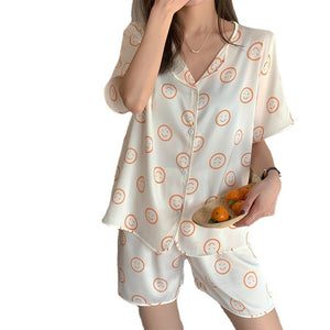 Women Pajamas for Women Two Piece Set Summer Sexy Nightwear Printed Night Dress Silk Sleepwear Set Sleeping Dress Nightgown
