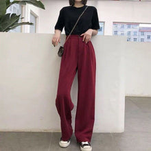 Load image into Gallery viewer, Women Pants Elastic Waist Wide Leg Fashion Female White Spring Autumn Loose Casual High Waist Long Trousers Ladies Chic Pants