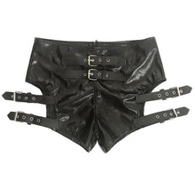 Load image into Gallery viewer, Women Pole Dance Booty Shorts Black Wetlook Leather Boxer Shorts Sexy Festival Rave Clothes Ladies Clubwear Nightclub Costume
