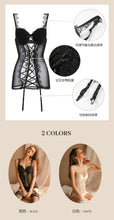 Load image into Gallery viewer, Women Porno Lingerie Sexy Mesh See-though Lace Hollow Bodysuit Thong Femme Erotica Sexi Nitghtdress Padded Chest G-string Set